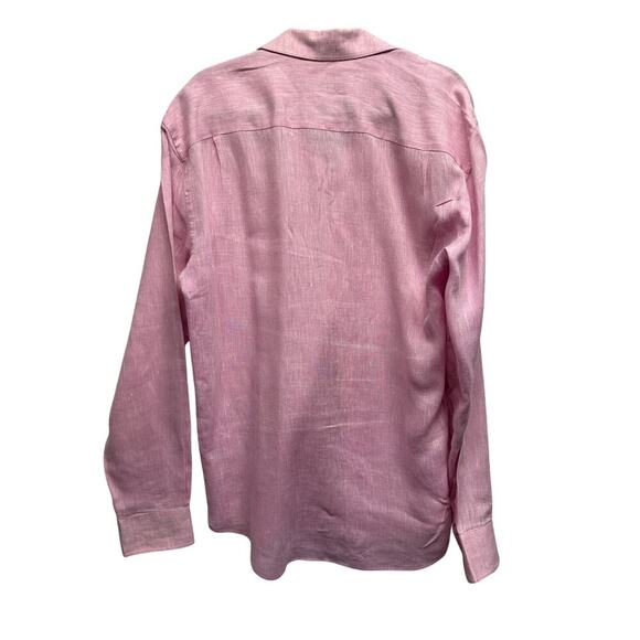 Steven Azzolina Studio Collection 100% Linen Pink Men LS Button Up Medium EUC - Picture 9 of 10
